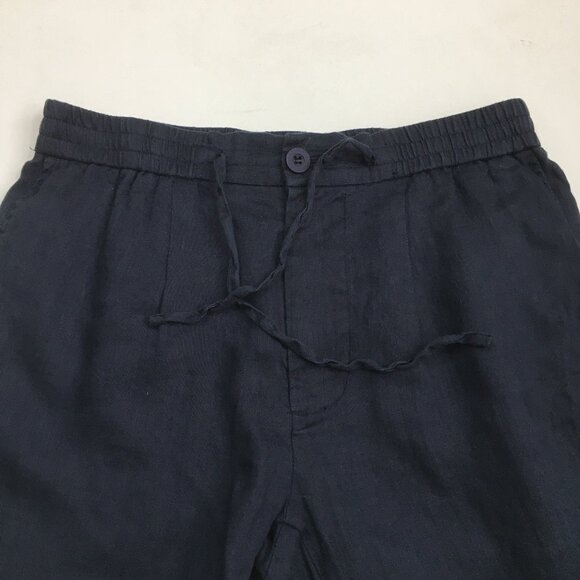 NOVU Dark Blue 100% Linen Drawstring Tapered Leg Soft Jogger Pant - Picture 5 of 10